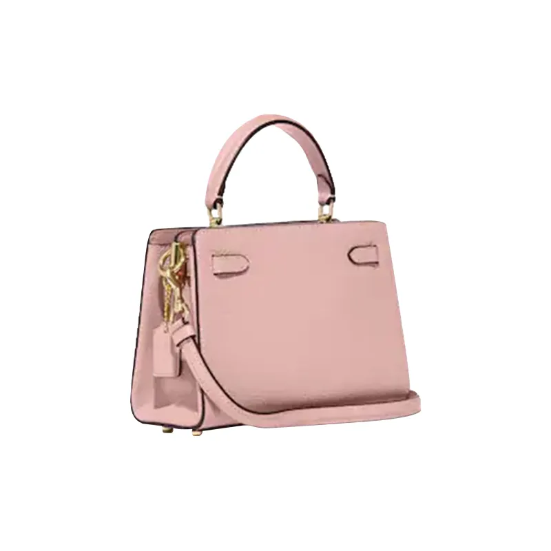 COACH Lane Refined Pebbled Leather Patchwork Smooth Leather Handbag, Shoulder Bag, Crossbody Bag Trumpets Women's Pink-1