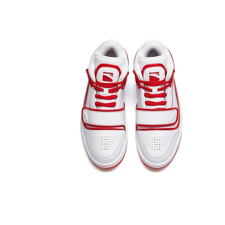 Anta Anti-Slip Wear-Resistant Mid-Top Skateboard Shoes Men's White Red-2