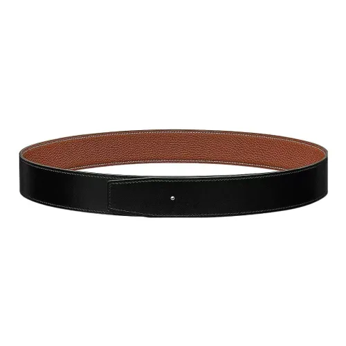 HERMES Leather Belts Men Golden Brown