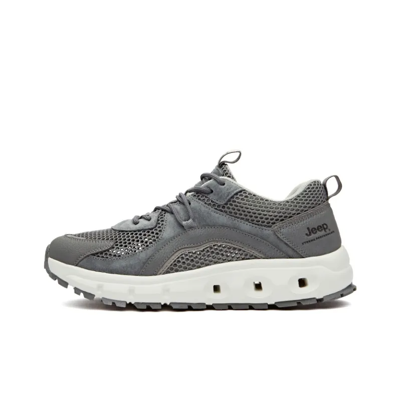 Jeep Cushioning Rebound Abrasion Resistant Lightweight Breathable Slip Resistant Low Top Casual Shoes Men's Dark Gray-0