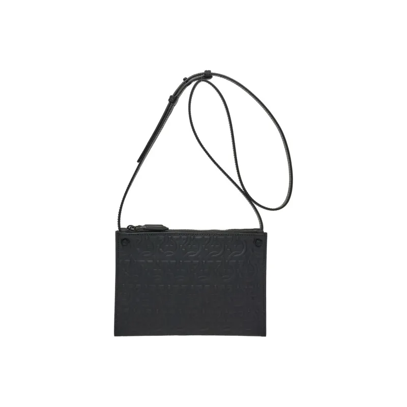FERRAGAMO Leather Shoulder Bag Crossbody Bag Men's Black-0