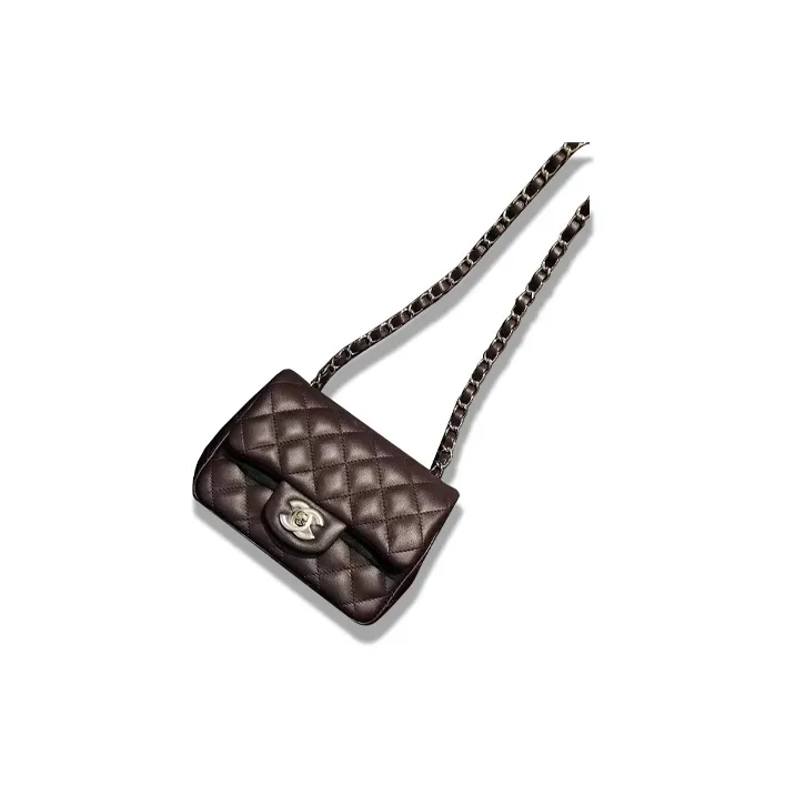 CHANEL Classic Flap CF Lambskin Shoulder Bag, Crossbody Bag Women's Purple Grape-1