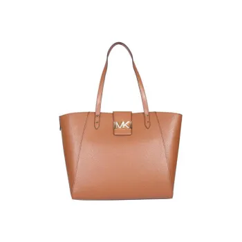 MICHAEL KORS Karlie Leather Tote Bag, Shopping Bag, Shoulder Bag, Handbag Large Size Women's Light Umber