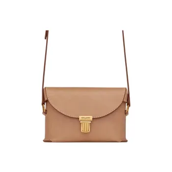 SAINT LAURENT Smooth Cow Leather Box Bag Shoulder Bag Crossbody Bag Small Size Men's Brown