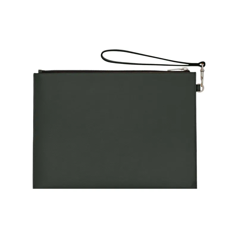 SAINT LAURENT PARIS Calfskin Clutch Men's Dark Green-4