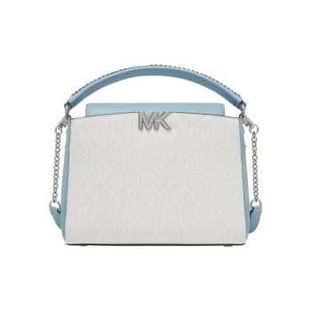 MICHAEL KORS Karlie Leather Handbag Medium Size Women's White & Blue