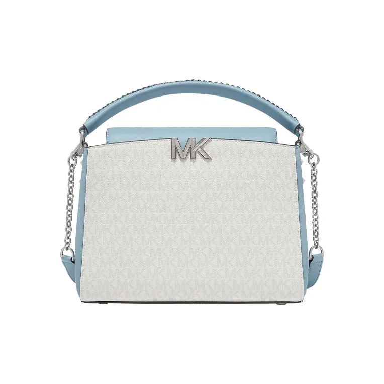 MICHAEL KORS Karlie Leather Handbag Medium Size Women's White & Blue-0