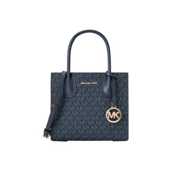 MICHAEL KORS Mercer Cow Leather Trunk Bag, Shoulder Bag, Crossbody Bag, Handbag Medium Size Women's Dark Blue