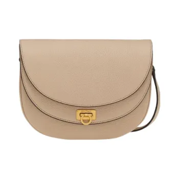 FERRAGAMO Cow Leather Saddle Bag Shoulder Bag Crossbody Bag Women's Dusty Pink