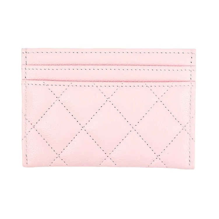 CHANEL 22SS Grain Embossed Cow Leather Card Holder Women's Pink-1