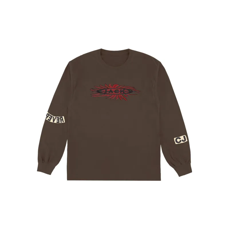 Travis Scott Reverse Jack Long Sleeve T-shirt Brown-1