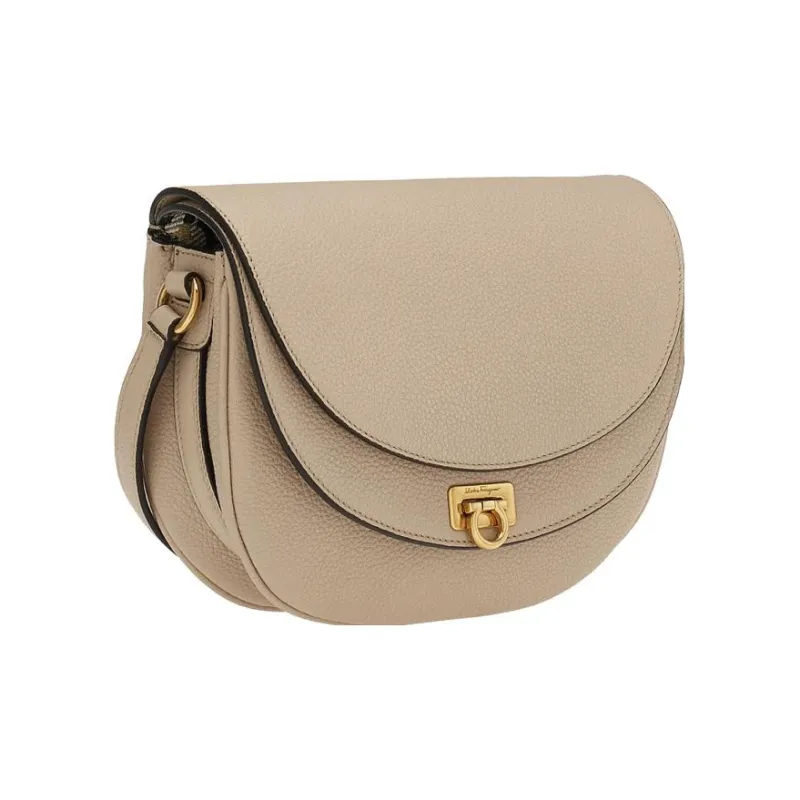 FERRAGAMO Cow Leather Saddle Bag Shoulder Bag Crossbody Bag Women's Dusty Pink-2