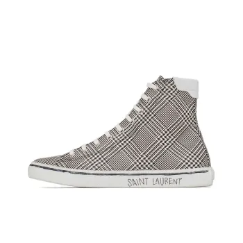 SAINT LAURENT Canvas Shoes Men High-Top Black/White