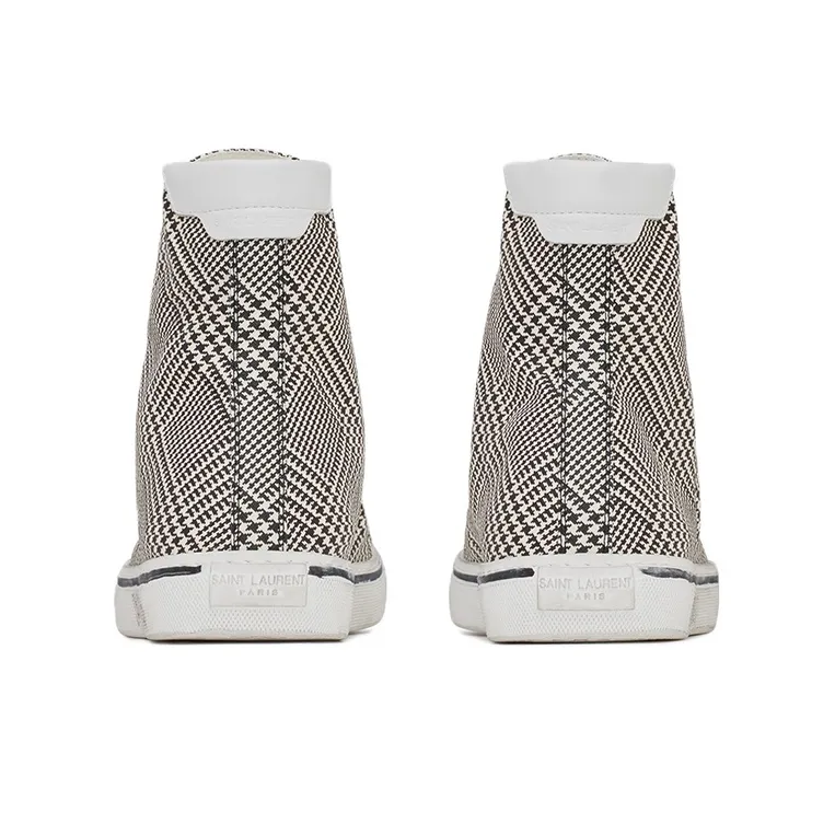 SAINT LAURENT Canvas Shoes Men High Top Black/White-3
