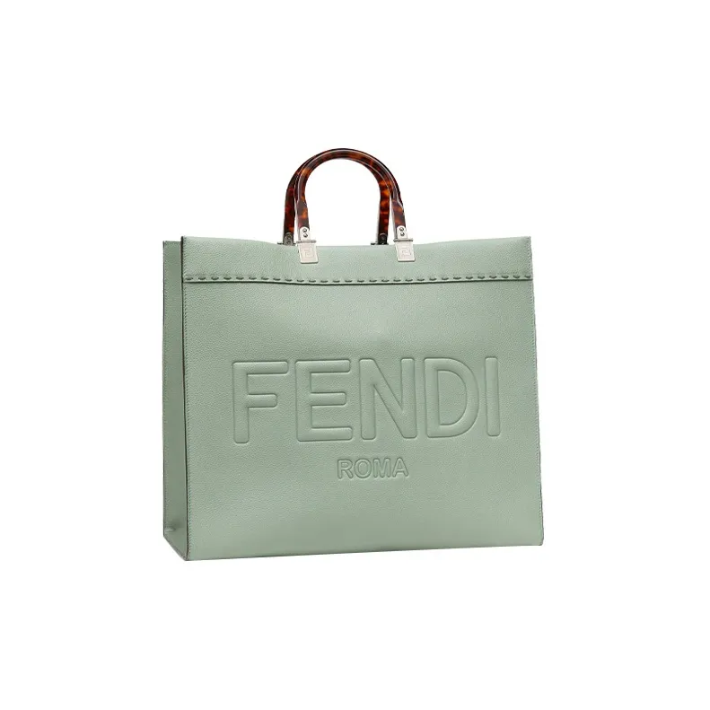 FENDI Sunshine Calfskin Tote Bag Shopping Bag Shoulder Bag Crossbody Bag Handbag Large Size Women's Mint Green-2