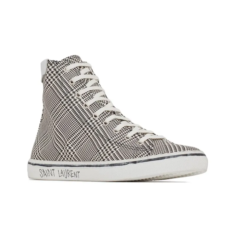 SAINT LAURENT Canvas Shoes Men High Top Black/White-1