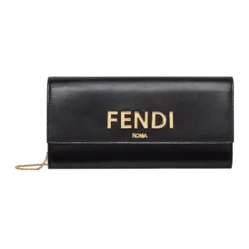 FENDI Calfskin Wallet Women's Black