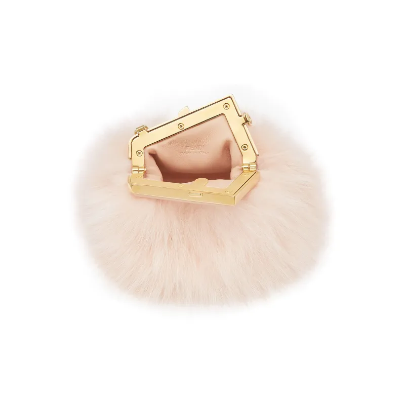 FENDI Fendi First Fox Fur Lambskin Earphone Case Shoulder Bag Crossbody Bag Extra Mini Women's Pink-3