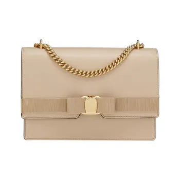 FERRAGAMO Vara Leather Small Square Bag Shoulder Bag, Crossbody Bag Women's Dusty Pink