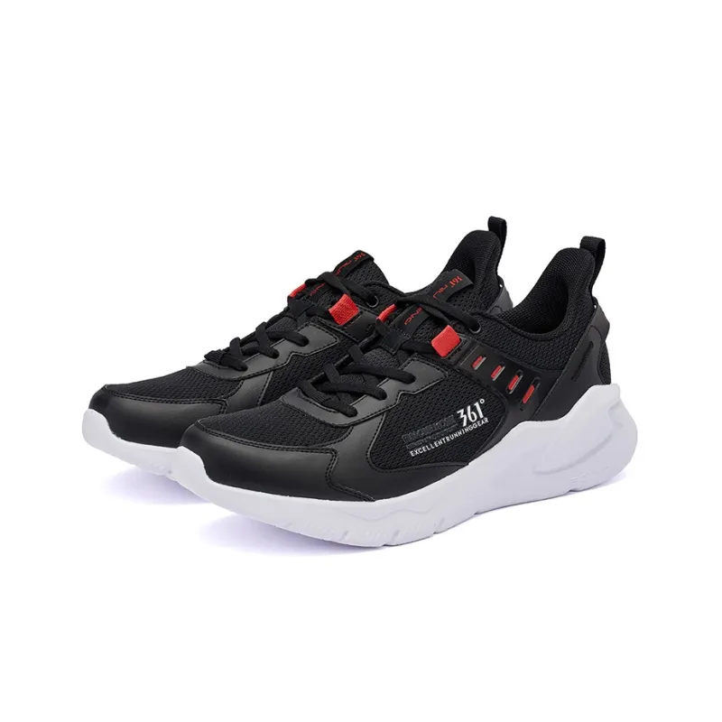 361° Shock Absorbing, Non Slip, Wear Resistant, Breathable And Lightweight Low Top Running Shoes Men's Black Red-3