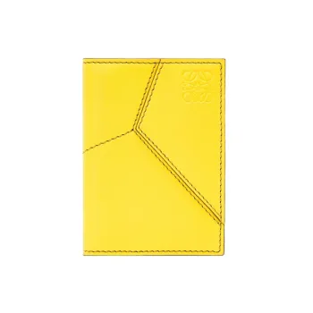 LOEWE Puzzle Smooth Cow Leather Card Holder Wallet Men's Yellow