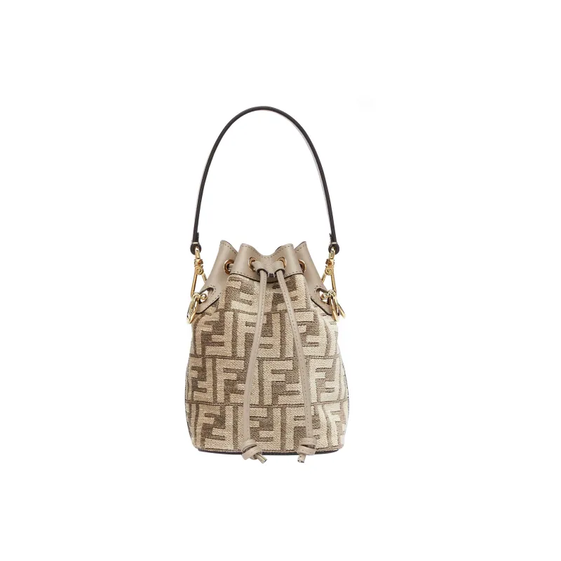FENDI Mon Tresor Calfskin Trim Bucket Bags Shoulder Bag Crossbody Bag Handbag Mini Women's Light Brown-0
