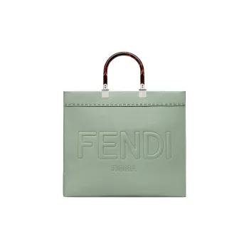 FENDI Sunshine Calfskin Tote Bag Shopping Bag Shoulder Bag Crossbody Bag Handbag Medium Size Women's Mint Green