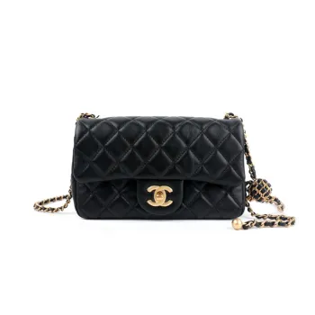 CHANEL Classic Flap CF Small Gold Ball Sheepskin Chain Bag, Shoulder Bag, Crossbody Bag Mini Women's Black