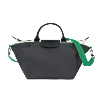 LONGCHAMP Le Pliage Canvas With Leather Canvas Bag, Dumpling Bag, Crossbody Bag, Handbag Medium Size Women's Metal Gray