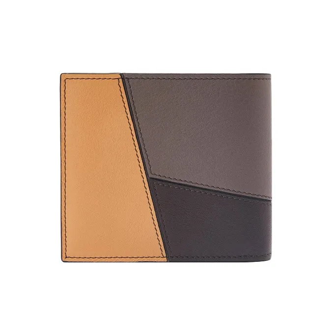 LOEWE Puzzle Calfskin Wallet Men's Light Warm Desert/Chocolate-1