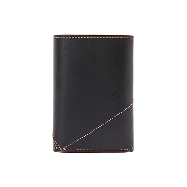 LOEWE Puzzle Smooth Calf Leather Wallet Small Size Men's Black-1