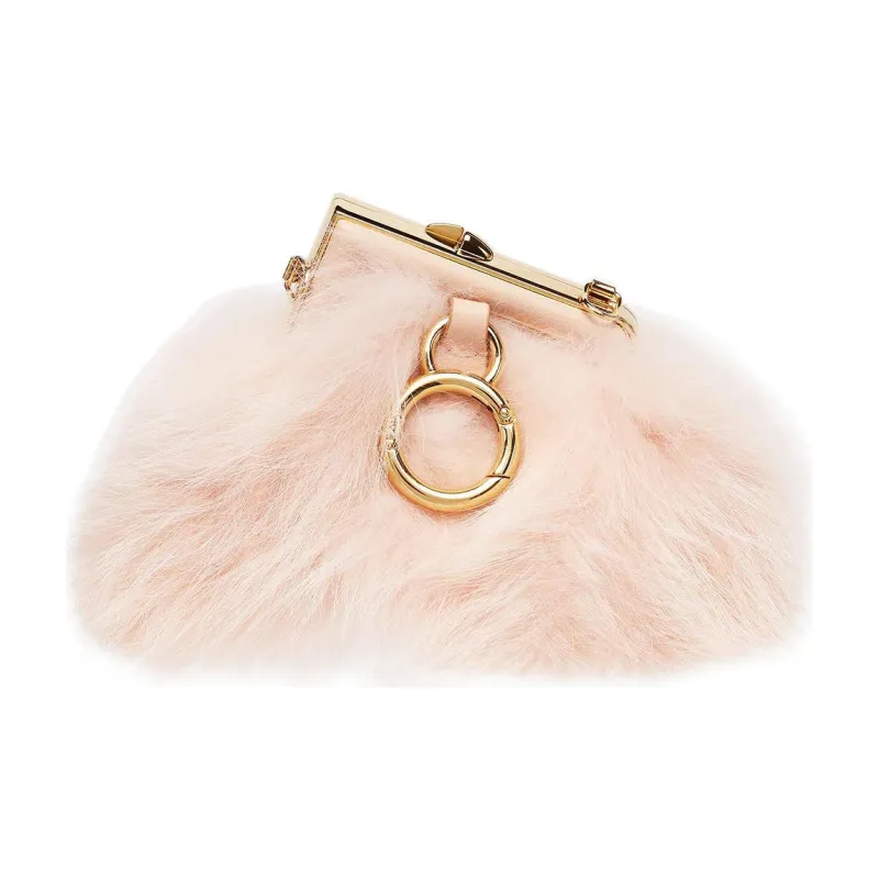 FENDI Fendi First Fox Fur Lambskin Earphone Case Shoulder Bag Crossbody Bag Extra Mini Women's Pink-2
