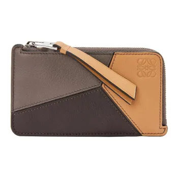 LOEWE Puzzle Calfskin Coin Purse, Card Holder Men's Light Warm Desert/Chocolate