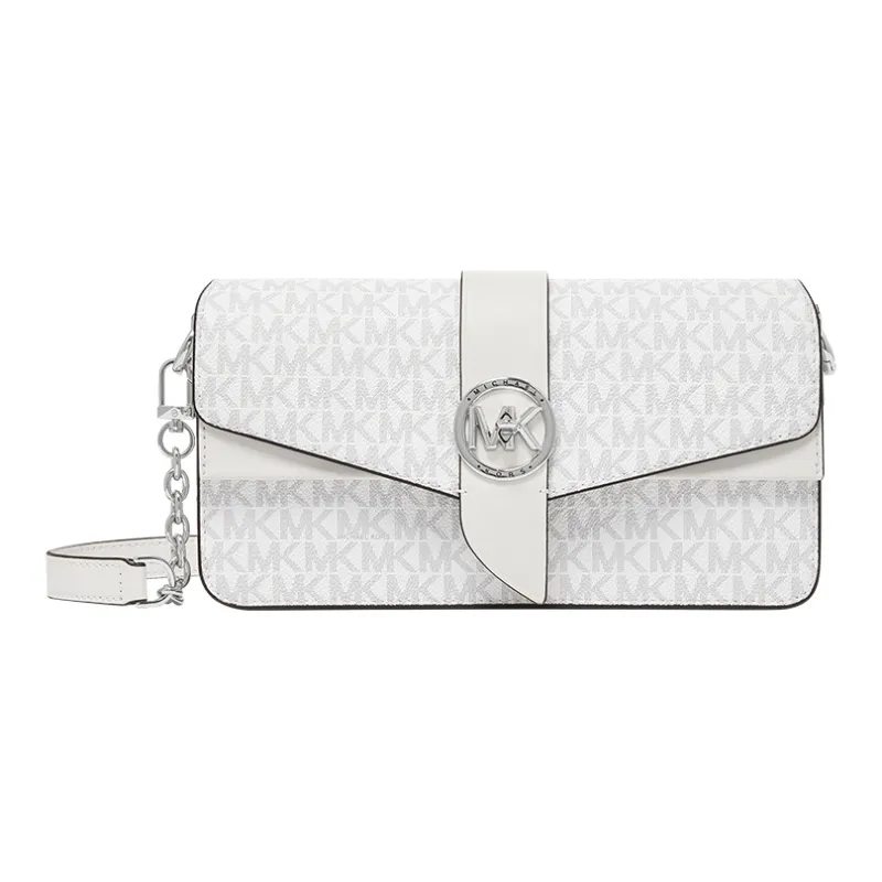 MICHAEL KORS Greenwich Cow Leather Shoulder Bag Women's White-1