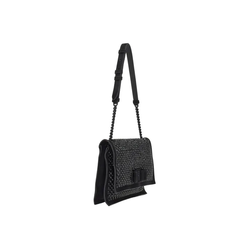 FERRAGAMO Cashmere Small Square Bag Shoulder Bag Women's Black-5