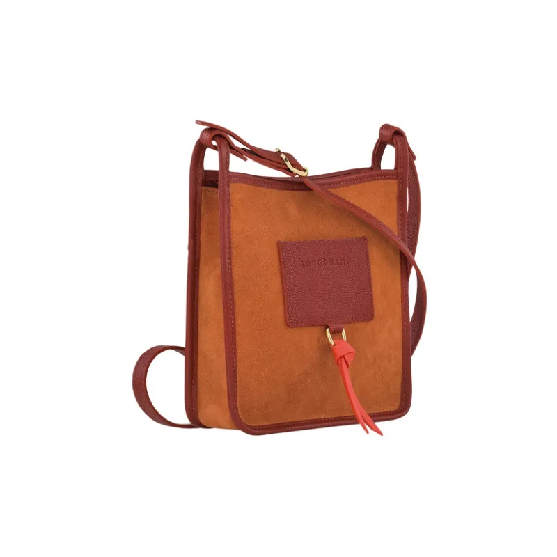 LONGCHAMP Le Foulonné Calfskin Shoulder Bag Crossbody Bag Small Size Women's Orange-1