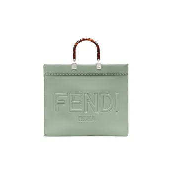 FENDI Sunshine Calfskin Tote Bag Shopping Bag Shoulder Bag Crossbody Bag Handbag Large Size Women's Mint Green