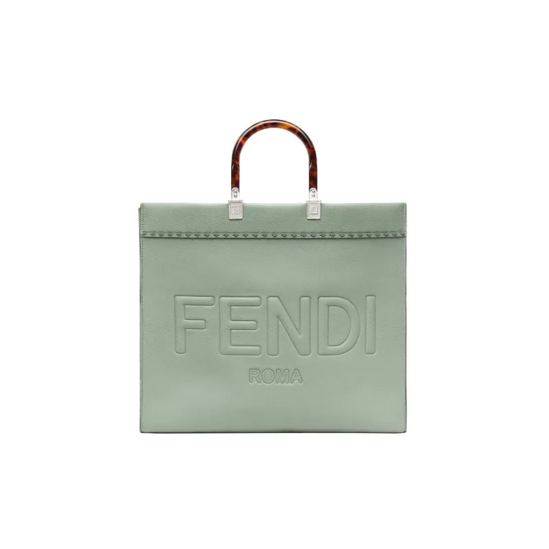 FENDI Sunshine Calfskin Tote Bag Shopping Bag Shoulder Bag Crossbody Bag Handbag Large Size Women's Mint Green-0