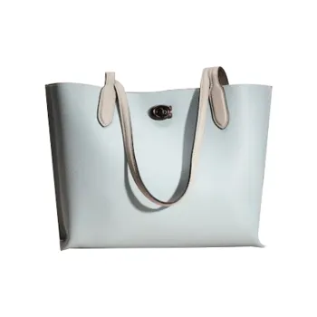 COACH Willow Pebbled Leather Tote Bag Shopping Bag Handbag Shoulder Bag Large Size Women's Blue