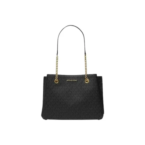 MICHAEL KORS Teagen Coated Canvas Tote Bag, Shopping Bag, Shoulder Bag Women's Pure Black