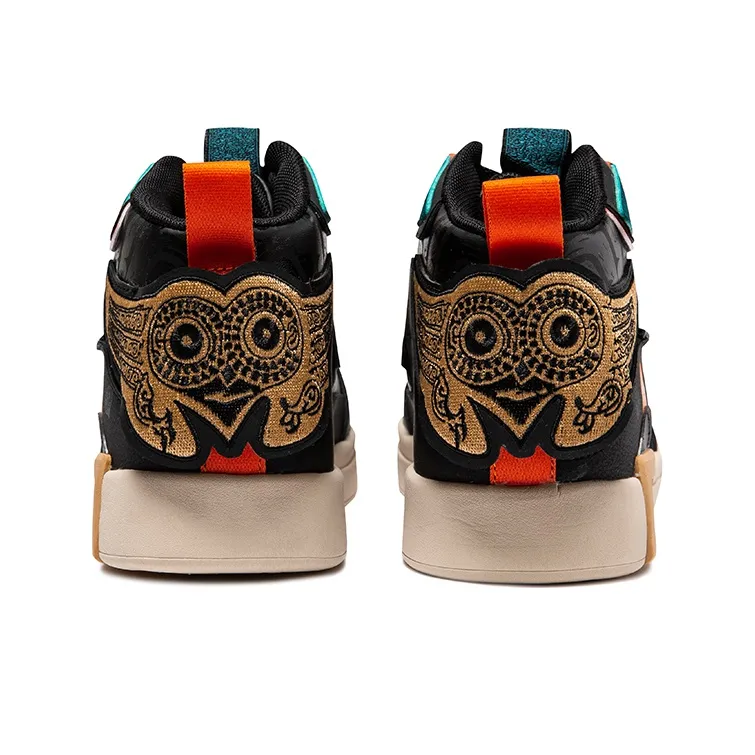 Erke Henan Museum Skateboard Shoes Men Mid Top Jet Black/Warm Linen-4