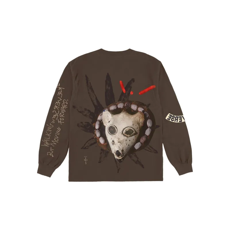 Travis Scott Reverse Jack Long Sleeve T-shirt Brown-0