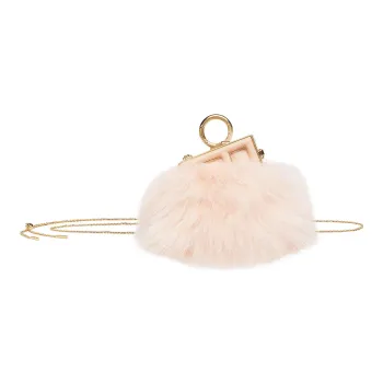 FENDI Fendi First Fox Fur Lambskin Earphone Case Shoulder Bag Crossbody Bag Extra Mini Women's Pink