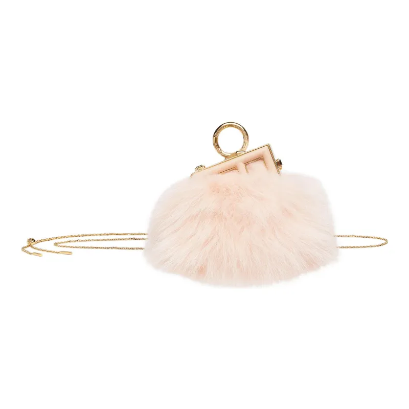 FENDI Fendi First Fox Fur Lambskin Earphone Case Shoulder Bag Crossbody Bag Extra Mini Women's Pink-0