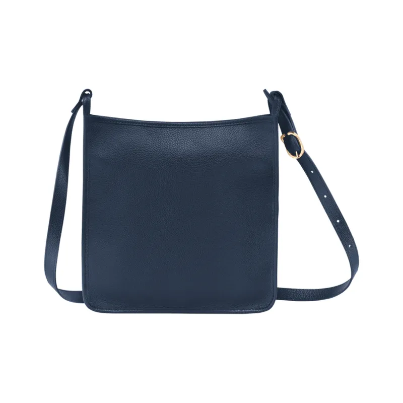LONGCHAMP Le Foulonné Pebbled Cow Leather Shoulder Bag Crossbody Bag Large Size Women's Navy-2