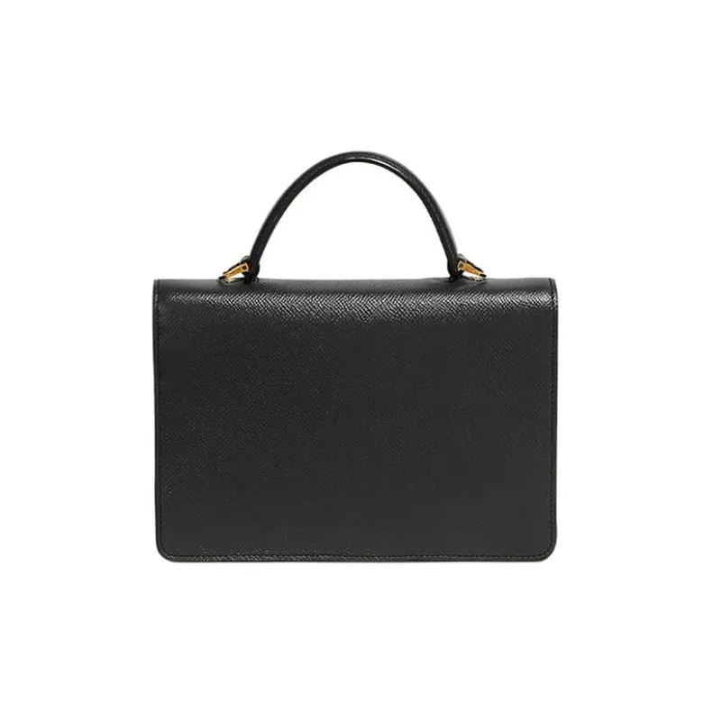 FERRAGAMO GANCINI Leather Small Square Bag Handbag Shoulder Bag Crossbody Bag Women's Black-2