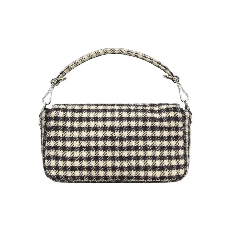 FENDI Baguette Cow Leather Shoulder Bag, Crossbody Bag, Handbag Men's White & Black-2