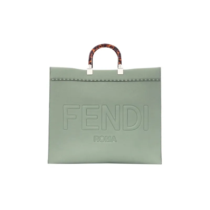 FENDI Sunshine Calfskin Tote Bag Shopping Bag Shoulder Bag Crossbody Bag Handbag Large Size Women's Mint Green-1