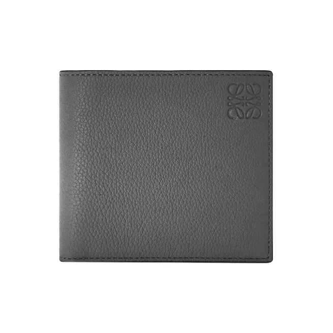 LOEWE Soft Grain Cow Leather Wallet Men's Gray-0