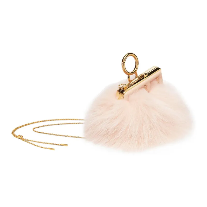 FENDI Fendi First Fox Fur Lambskin Earphone Case Shoulder Bag Crossbody Bag Extra Mini Women's Pink-1
